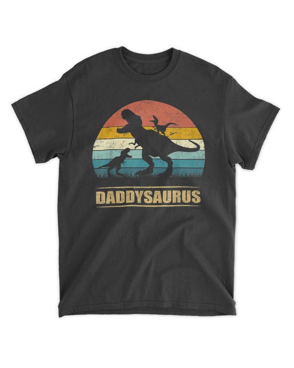 Daddy Dinosaur Daddysaurus 2 Two kids Gift Tee For Dad T-Shirt